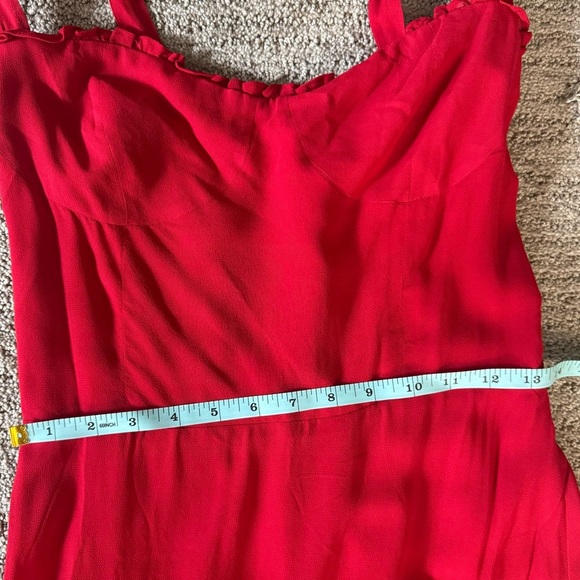 - Reformation Ruffle Trim Red Midi Dress - Picture 8 of 9